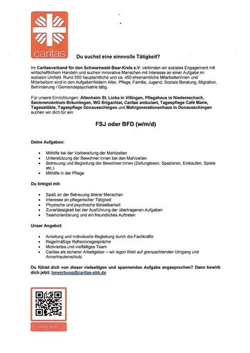 FSJ oder BFD Caritas