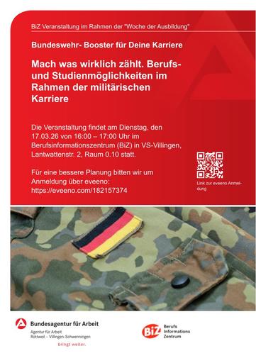 Infoveranstaltung am 17.03.2026 - "Bundeswehr - Booster für Deine Karriere"