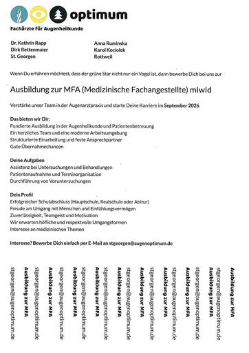 Optimum Ausbildung zur MFA ab Sept. 2026