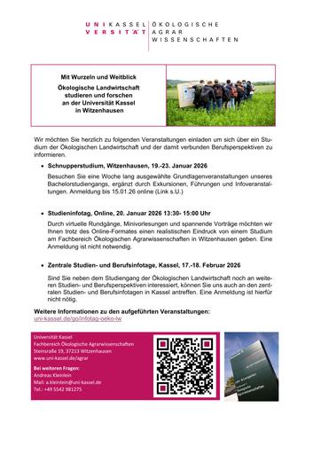 Uni Kassel Studium Ökologische Landwirtschaft Infotage