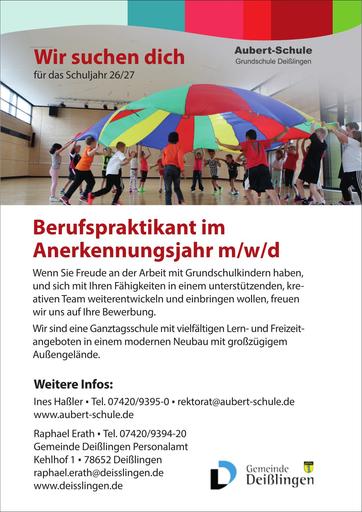 Berufspraktikum, Aubert-Schule in Deißlingen