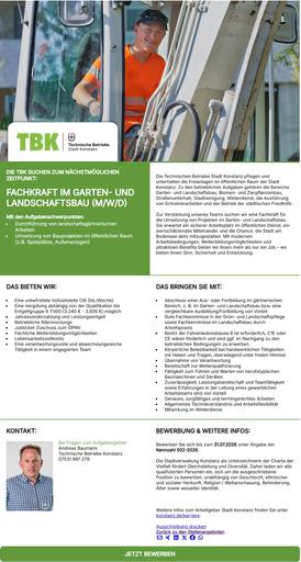 Frachkraft im Garten- und Landschaftsbau - Technische Betriebe Konstanz