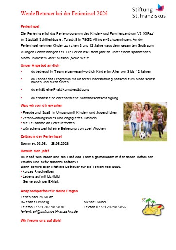 Betreuer*in beim Ferienprogramm vom KiFaz VS