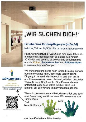 Kinderhaus Mönchweiler Erzieher*in - Kinderpfleger*in