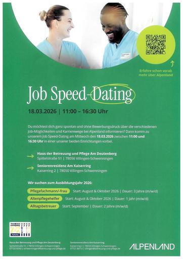 Job Speed-Dating am 18.03., Alpenland in VS - Alltagsbetreuung/Altenpflegehilfe/Pflegefachkraft